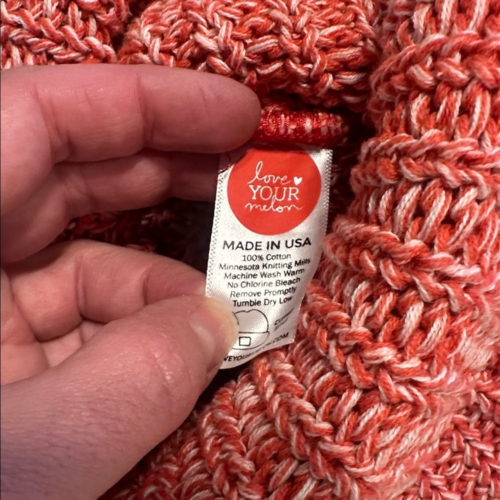 Love Your Melon Red& White Marled Knit Beanie - Picture 4 of 6